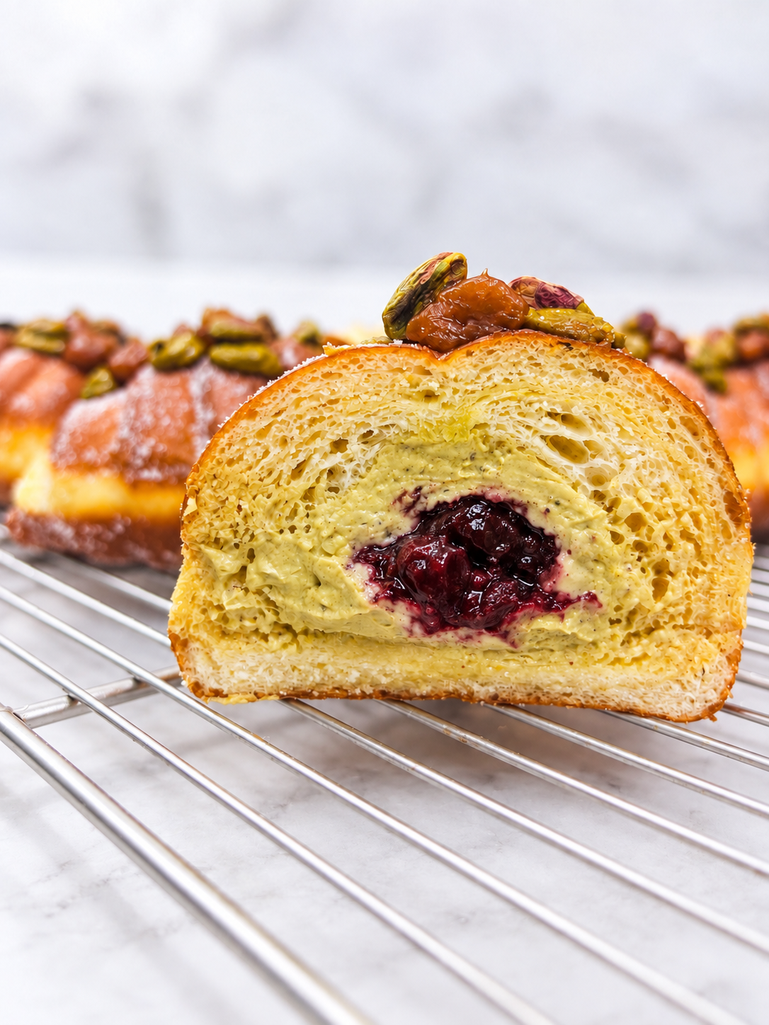 Raspberry Pistachio Beignet